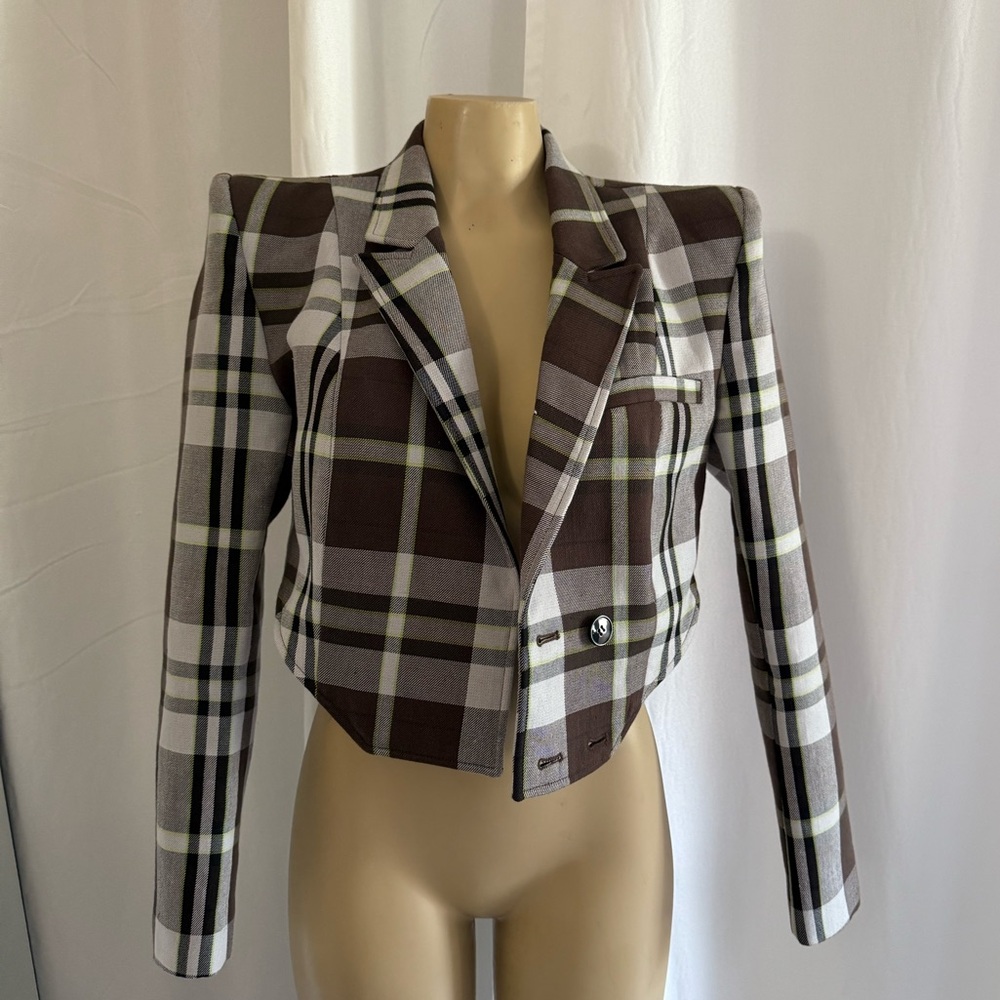 Plaid Brown and Gray Women's Jacket